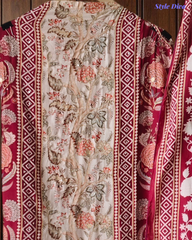 Muslin Digital Printed Un-Stitched Festive Suit with Zari & Swarovski Work