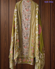 Muslin Digital Printed Un-Stitched Festive Suit with Zari & Swarovski Work