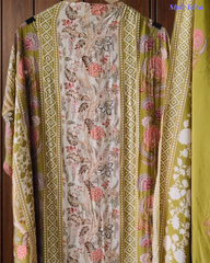 Muslin Digital Printed Un-Stitched Festive Suit with Zari & Swarovski Work