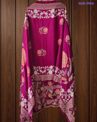 Muslin Digital Printed Un-Stitched Festive Suit with Zari & Swarovski Work