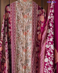 Muslin Digital Printed Un-Stitched Festive Suit with Zari & Swarovski Work