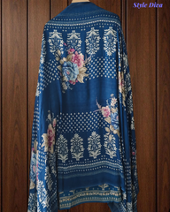 Elegant Glazed Cotton Un-Stitched Suit with Digital Print & Organza Embroidery Patch Work