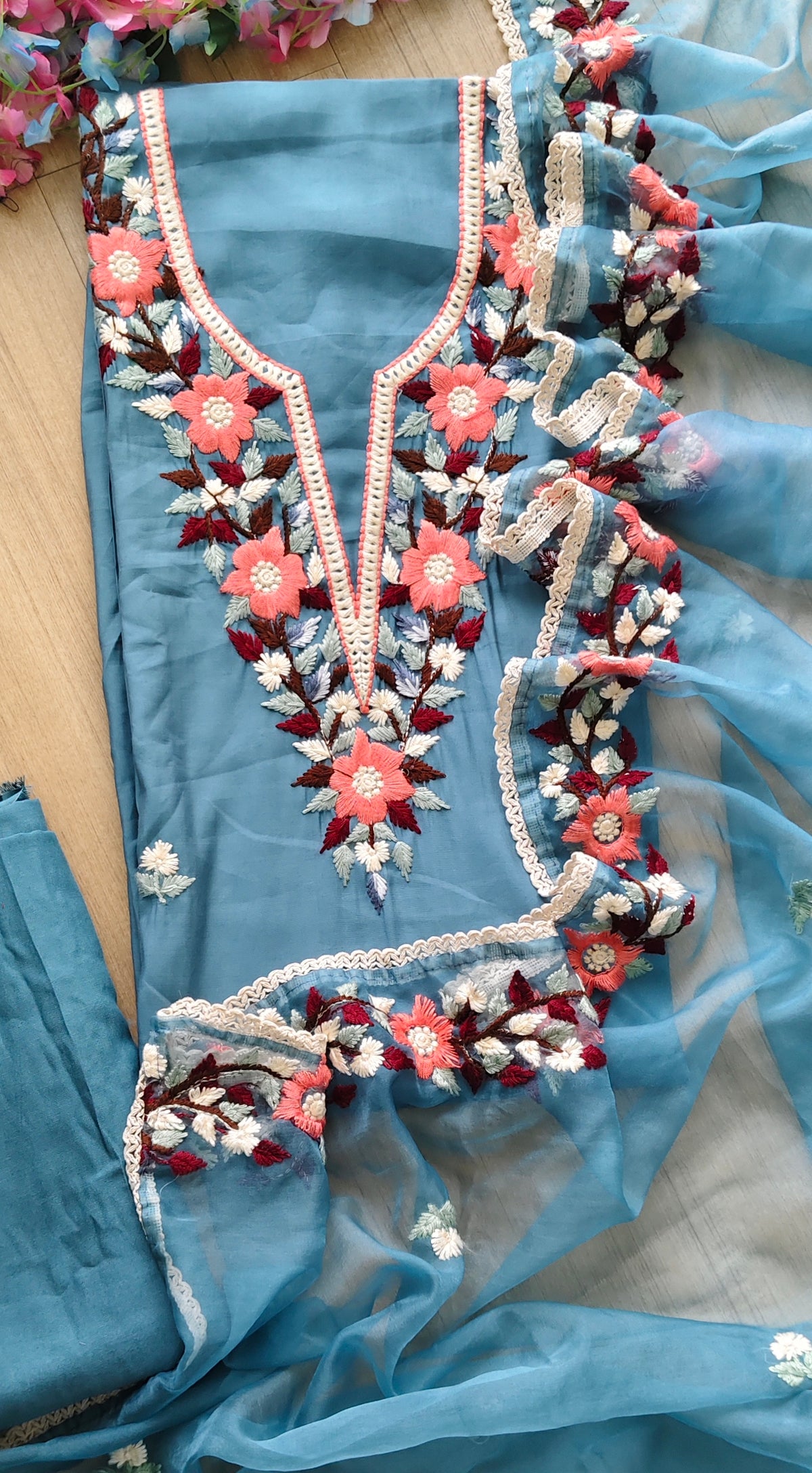 Heritage Kashmiri Embroidery Modal Un-Stitched Suit