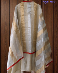 Self Design Shimmer Zari Daman Work Un-Stitched Festive Suit