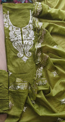 Premium Mul Chanderi Party Wear Un-Stitched Suit with All-Over Pita Work