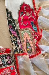 Self Design Shimmer Zari Daman Work Un-Stitched Festive Suit