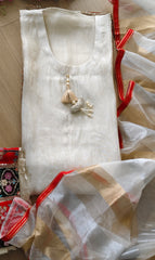 Self Design Shimmer Zari Daman Work Un-Stitched Festive Suit