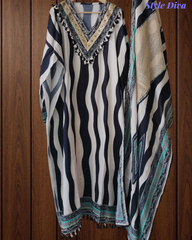 Muslin Digital Printed Un-Stitched Festive Suit with Zari & Swarovski Work