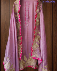 Festive Shimmer Tissue Un-Stitched Suit with Intricate Zari Work