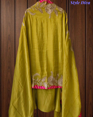 Festive Shimmer Tissue Un-Stitched Suit with Intricate Zari Work