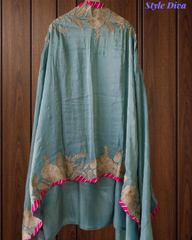 Festive Shimmer Tissue Un-Stitched Suit with Intricate Zari Work