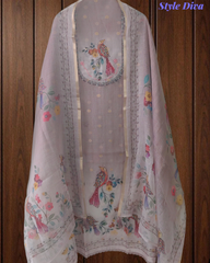 Elegant Kota Digital Print Suit with Highlighting Knot Work