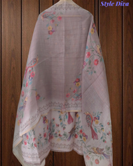 Elegant Kota Digital Print Suit with Highlighting Knot Work