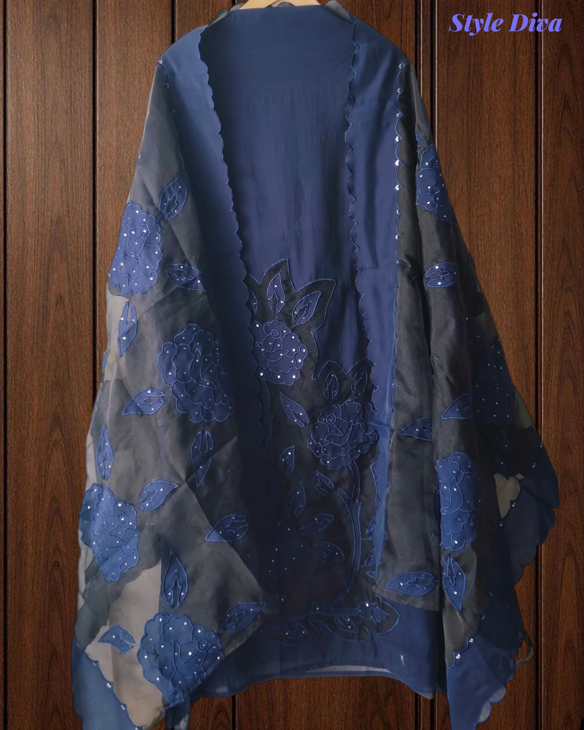 Designer Mul Chanderi Appliqué Work Un-Stitched Suit Set with Organza Dupatta