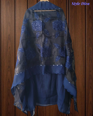 Designer Mul Chanderi Appliqué Work Un-Stitched Suit Set with Organza Dupatta