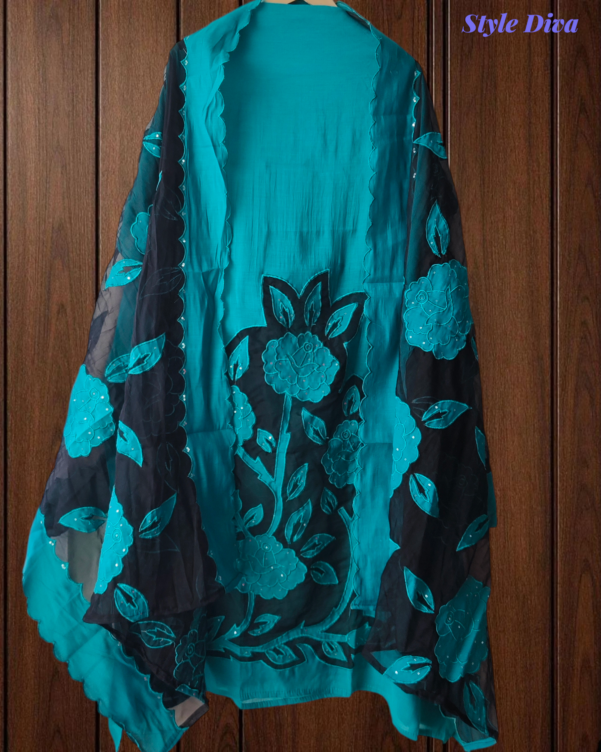 Designer Mul Chanderi Appliqué Work Un-Stitched Suit Set with Organza Dupatta