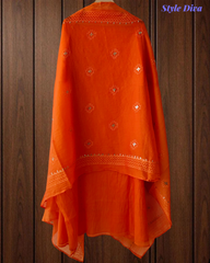 Pure Mul Chanderi Elegance – Pita & Thread Embroidery Unstitched Suit