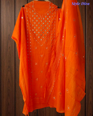 Pure Mul Chanderi Elegance – Pita & Thread Embroidery Unstitched Suit