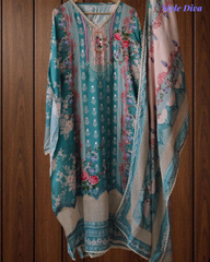 Premium Muslin Digital Print Semi-Stitched Suit with Rayon Bottom