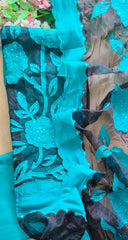 Designer Mul Chanderi Appliqué Work Un-Stitched Suit Set with Organza Dupatta