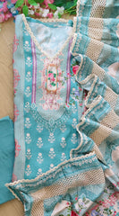 Premium Muslin Digital Print Semi-Stitched Suit with Rayon Bottom