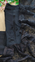 Designer Roman Silk Sequence and Cut-Dana Hand Work Suit with Organza Dupatta