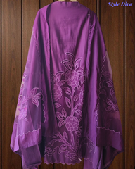 Designer Modal Laser Cut Applique Work Un-Stitched Suit Set