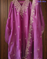 Festive Muslin Shimmer Zardosi Work Un-Stitched Suit Set