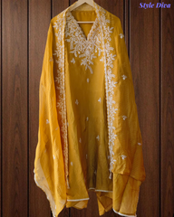 Festive Muslin Shimmer Zardosi Work Un-Stitched Suit Set