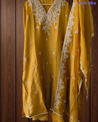 Festive Muslin Shimmer Zardosi Work Un-Stitched Suit Set