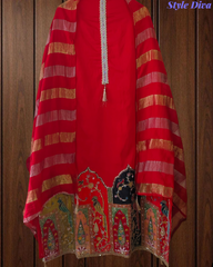 Self Design Shimmer Zari Daman Work Un-Stitched Festive Suit