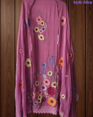 Elegant Soft Organza Unstitched Suit with Embroidery