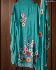 Elegant Soft Organza Unstitched Suit with Embroidery