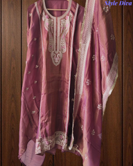 Radiant Shimmer Tissue Unstitched Suit with Exquisite Zari Embroidery