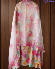 Linen Cotton Unstitched Suit Set Featuring Crochet Lacing & Digital Print Dupatta