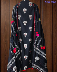 Cotton Printed Suit with Faux Mirror & Embroidery | Unstitched Beauty