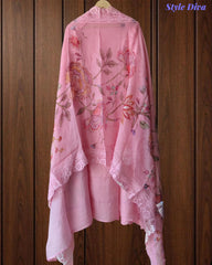 Georgette Lucknowi Embroidered Un-Stitched Suit with Crochet Lacing & Digital Print Dupatta