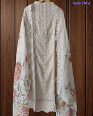 Georgette Lucknowi Embroidered Un-Stitched Suit with Crochet Lacing & Digital Print Dupatta