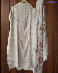 Georgette Lucknowi Embroidered Un-Stitched Suit with Crochet Lacing & Digital Print Dupatta