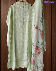 Georgette Lucknowi Embroidered Un-Stitched Suit with Crochet Lacing & Digital Print Dupatta