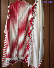 Cotton Printed Un-Stitched Suit with Scalloped Embroidery Dupatta