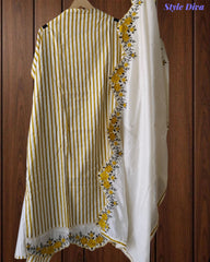 Cotton Printed Un-Stitched Suit with Scalloped Embroidery Dupatta