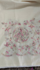 Elegant Pure Cotton Thread Embroidered Un-Stitched Suit with Pearl Work and Cotton Dupatta
