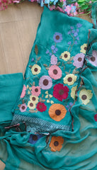 Elegant Soft Organza Unstitched Suit with Embroidery