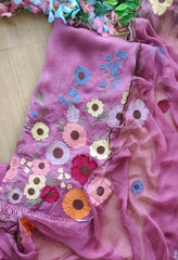 Elegant Soft Organza Unstitched Suit with Embroidery