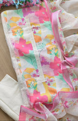 Linen Cotton Unstitched Suit Set Featuring Crochet Lacing & Digital Print Dupatta