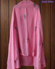 Pure Cotton & Organza Embroidered Un-Stitched Suit Set
