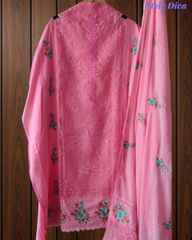 Pure Cotton & Organza Embroidered Un-Stitched Suit Set