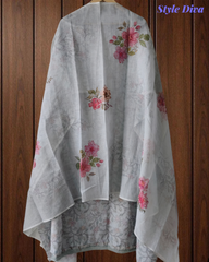 Linen Printed Kurta Set with Knot Work Highlights & Digital Print Dupatta