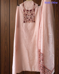 Linen Printed Kurta Set with Knot Work Highlights & Digital Print Dupatta